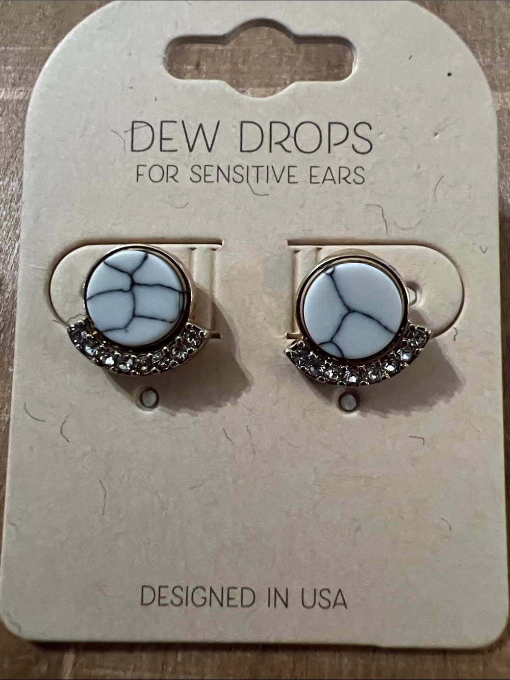 3/$18 Dew Drops White Stone Crescent Crystal Stud Earrings Lot 788